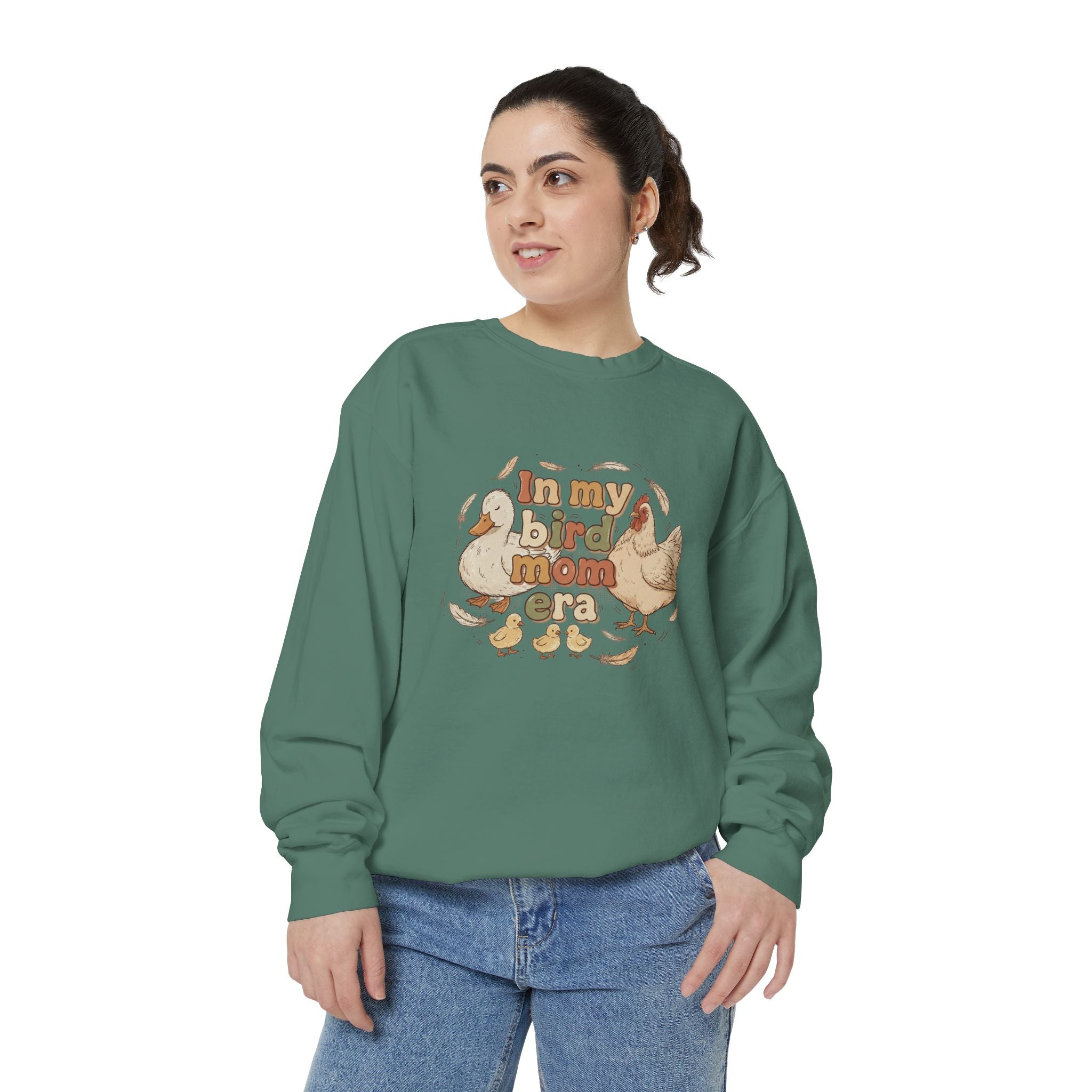 Bird Mom Sweatshirt — "In My Bird Mom Era" Cute Chicken Mom Graphic Crewneck