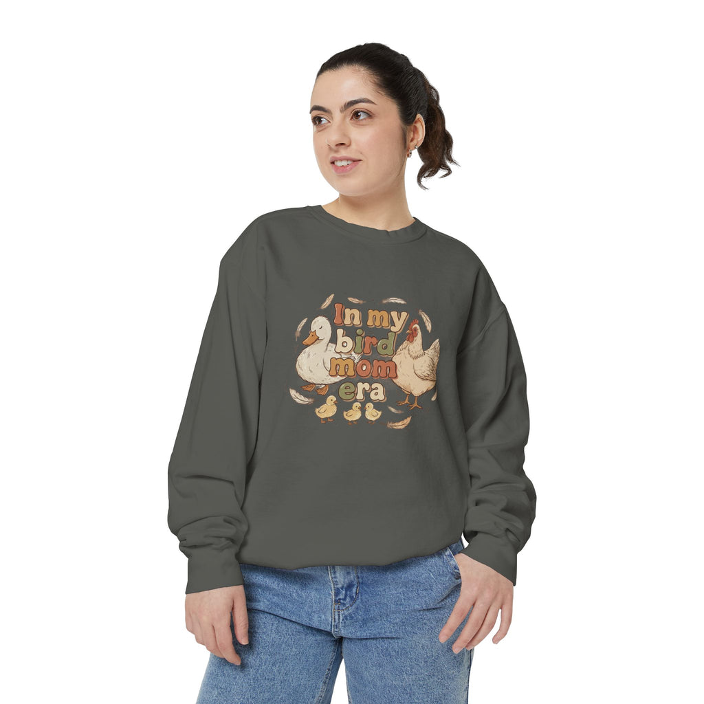 Bird Mom Sweatshirt — "In My Bird Mom Era" Cute Chicken Mom Graphic Crewneck