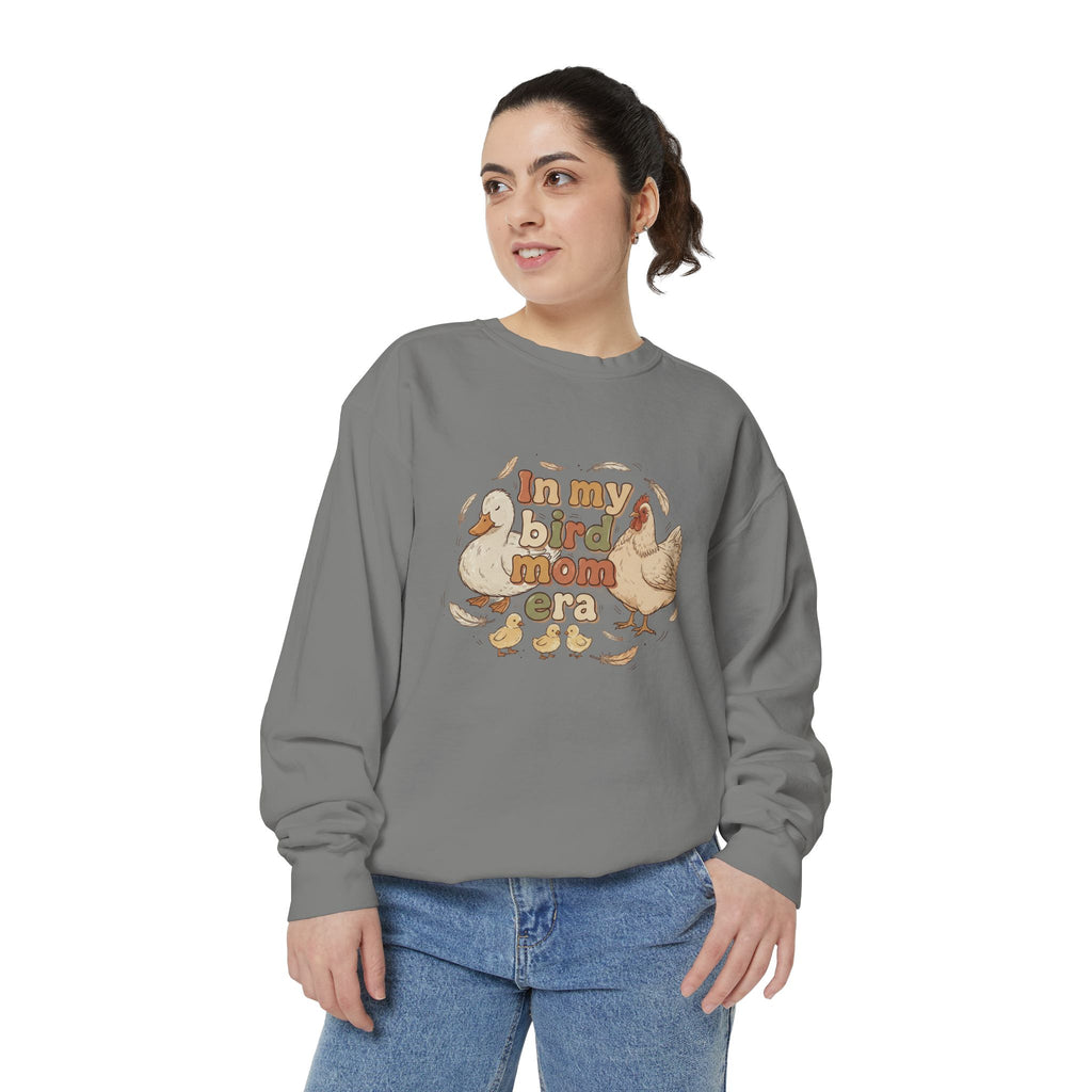 Bird Mom Sweatshirt — "In My Bird Mom Era" Cute Chicken Mom Graphic Crewneck