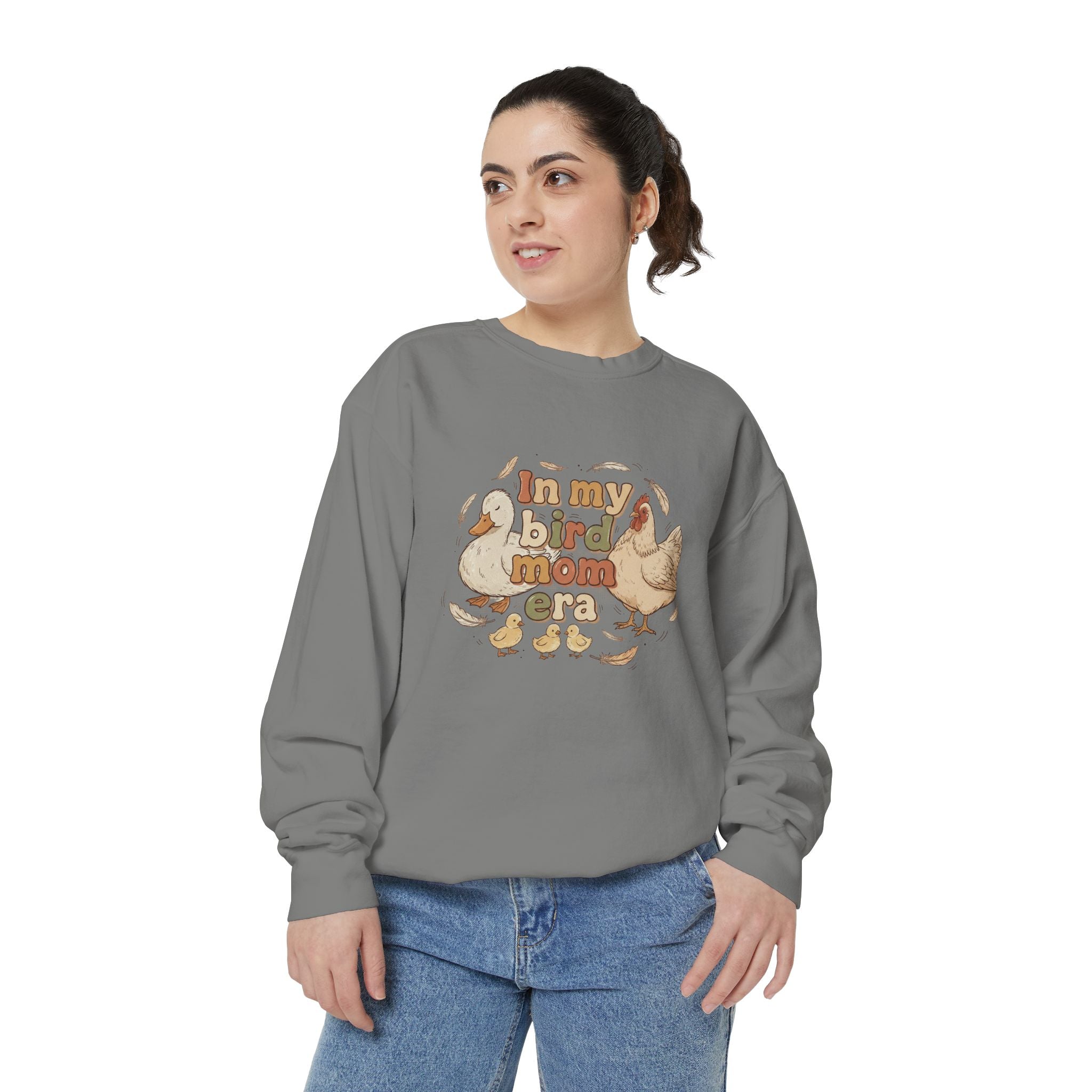 Bird Mom Sweatshirt — "In My Bird Mom Era" Cute Chicken Mom Graphic Crewneck