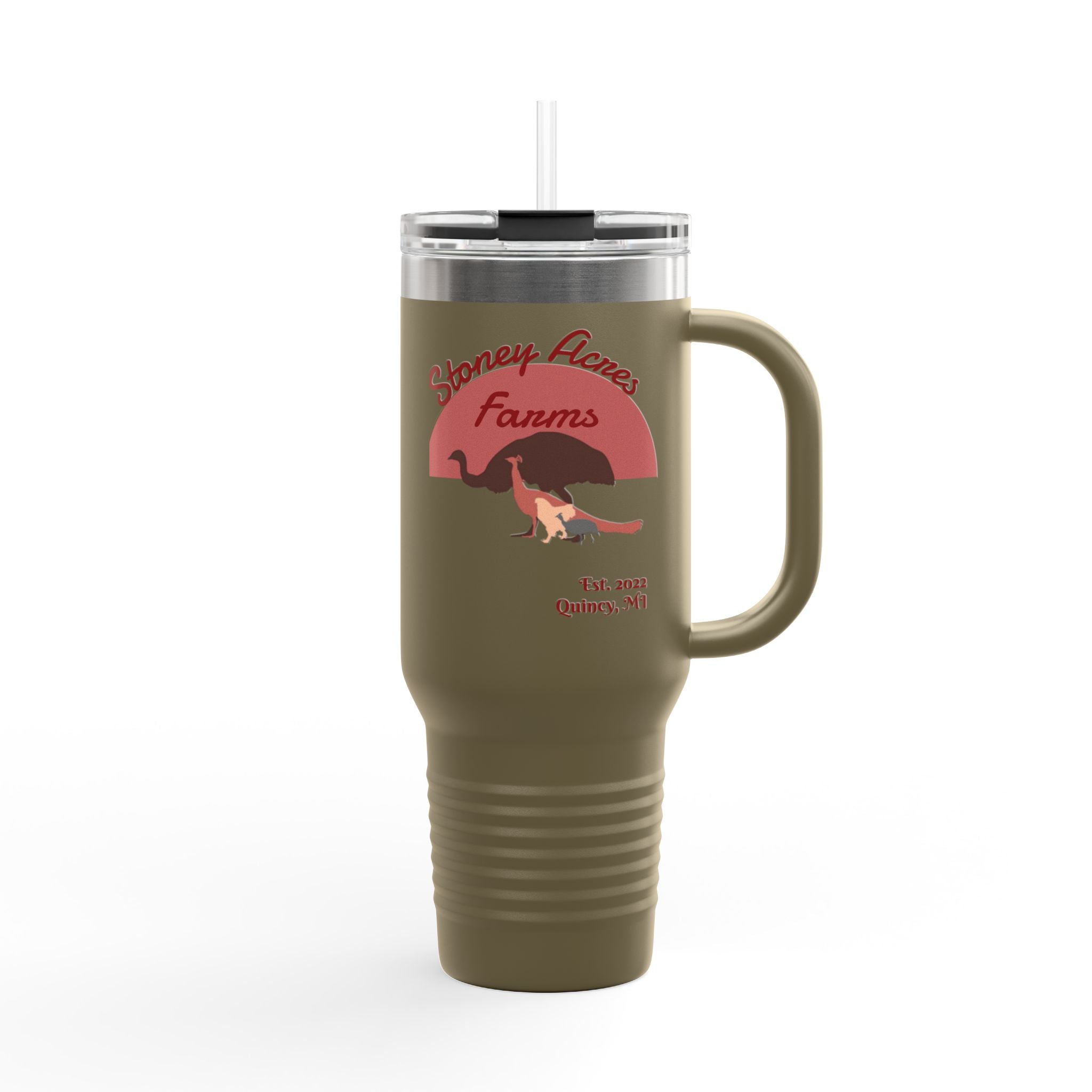 Stoney Acres Farms 40oz Insulated Travel Mug — Farm Animals Design