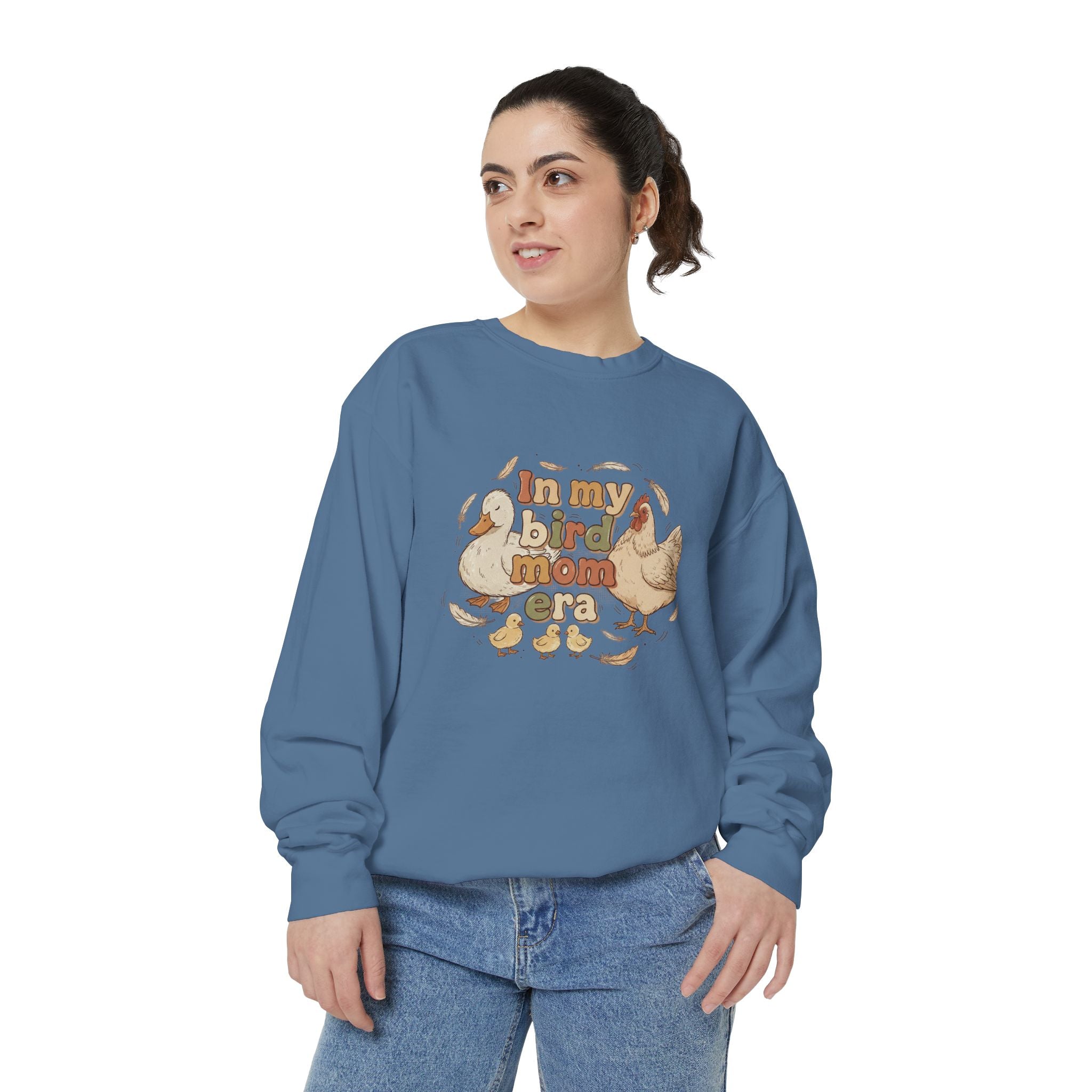 Bird Mom Sweatshirt — "In My Bird Mom Era" Cute Chicken Mom Graphic Crewneck
