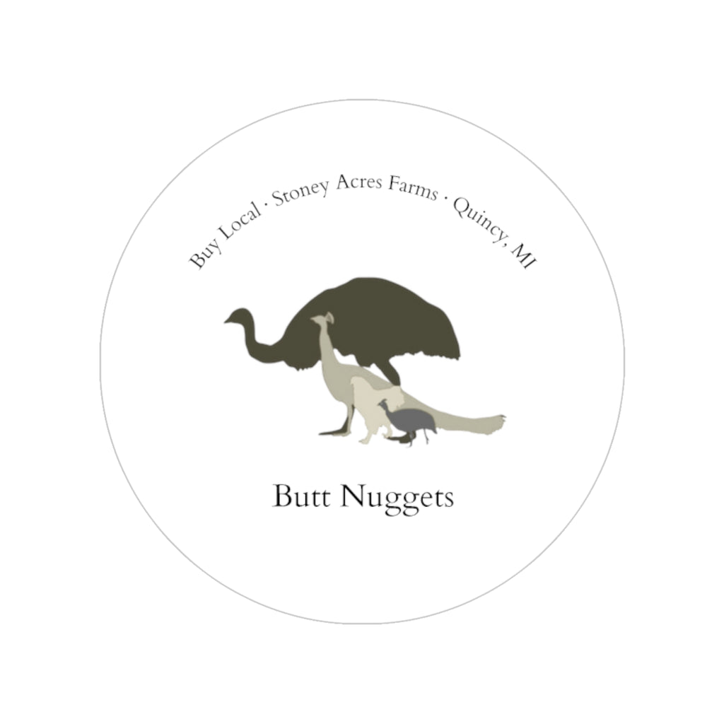 Round Transparent Outdoor Sticker — 'Butt Nuggets'