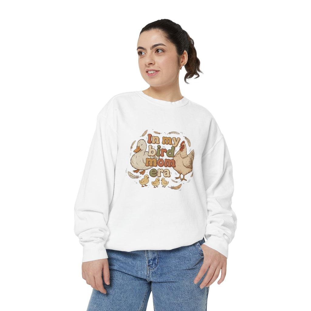 Bird Mom Sweatshirt — "In My Bird Mom Era" Cute Chicken Mom Graphic Crewneck
