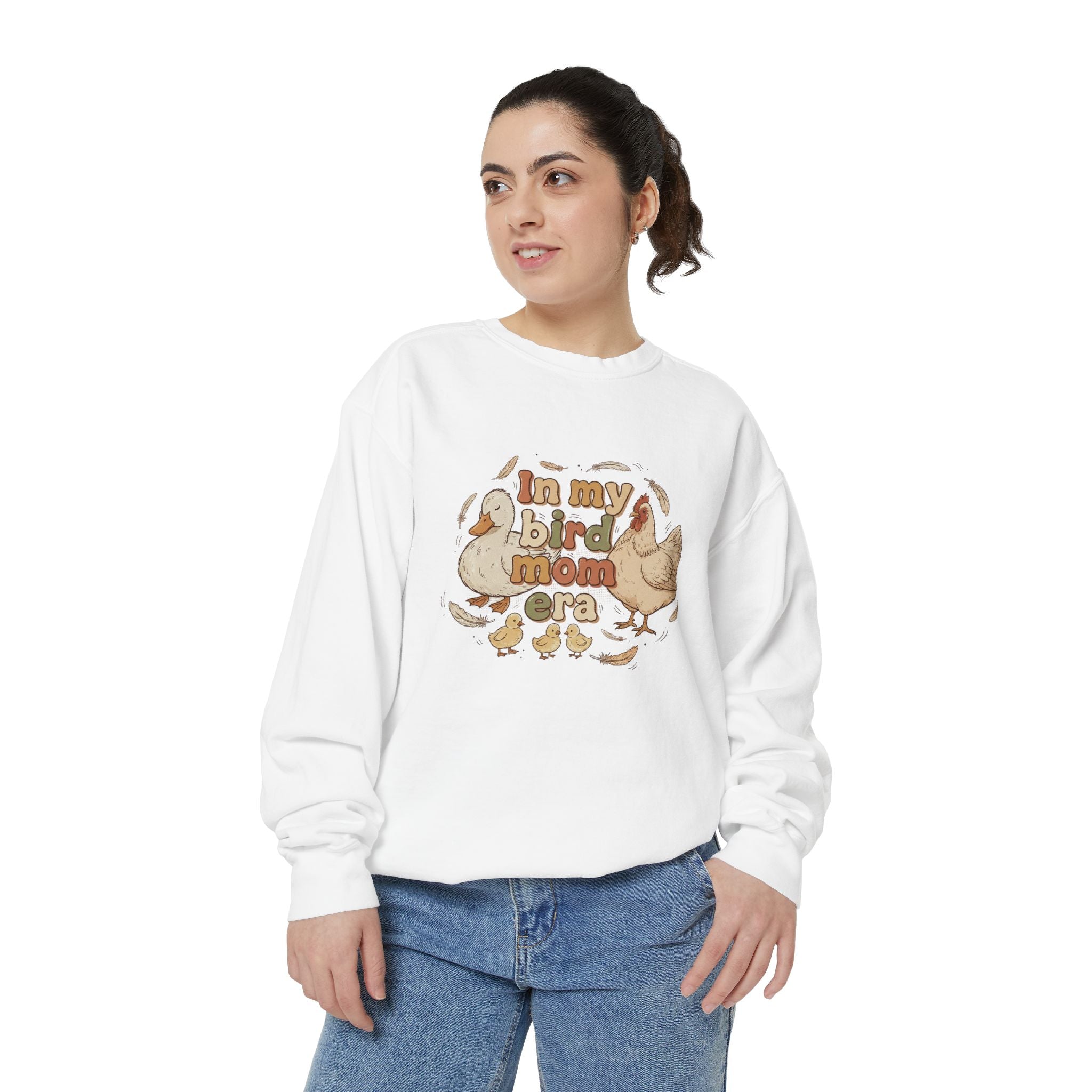 Bird Mom Sweatshirt — "In My Bird Mom Era" Cute Chicken Mom Graphic Crewneck