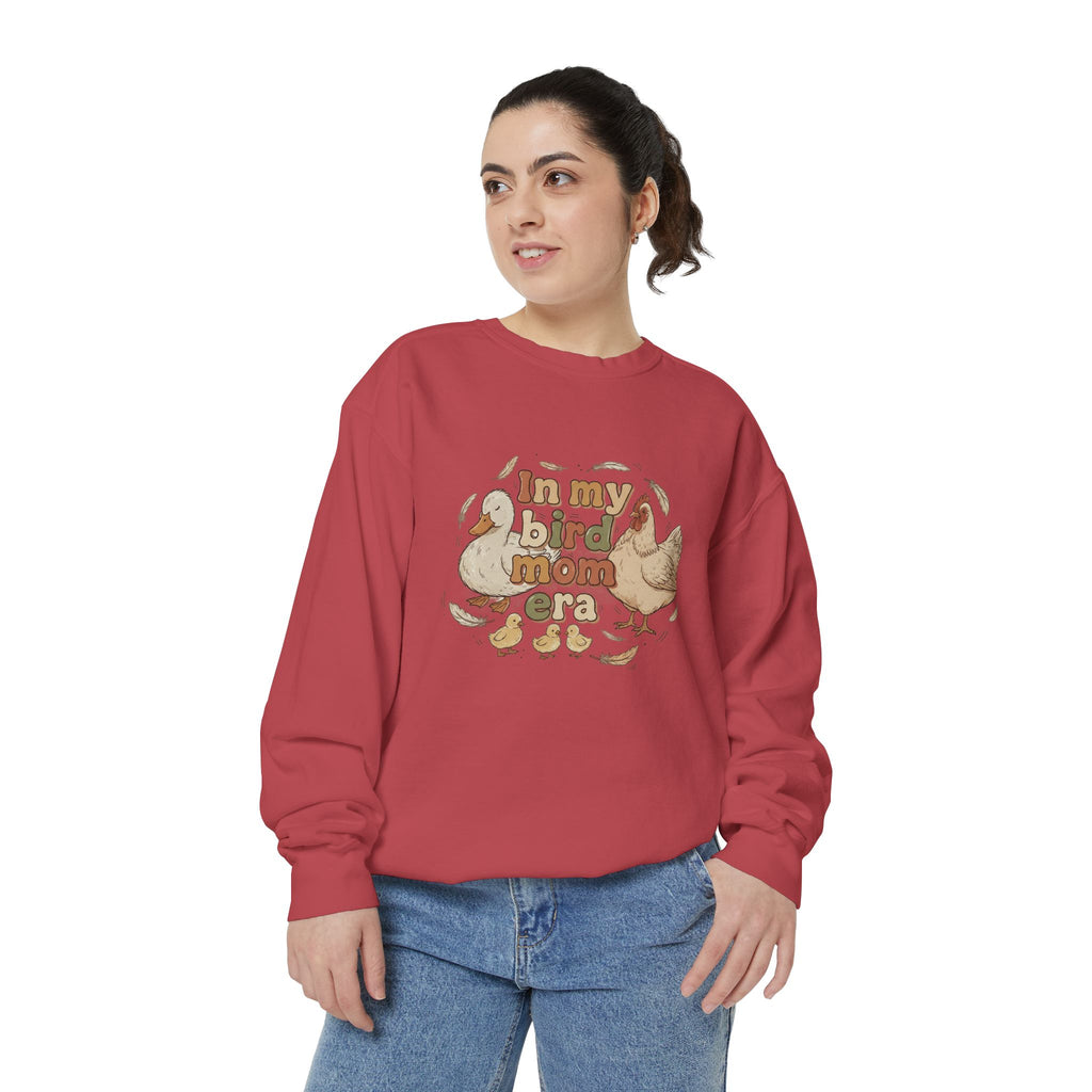 Bird Mom Sweatshirt — "In My Bird Mom Era" Cute Chicken Mom Graphic Crewneck